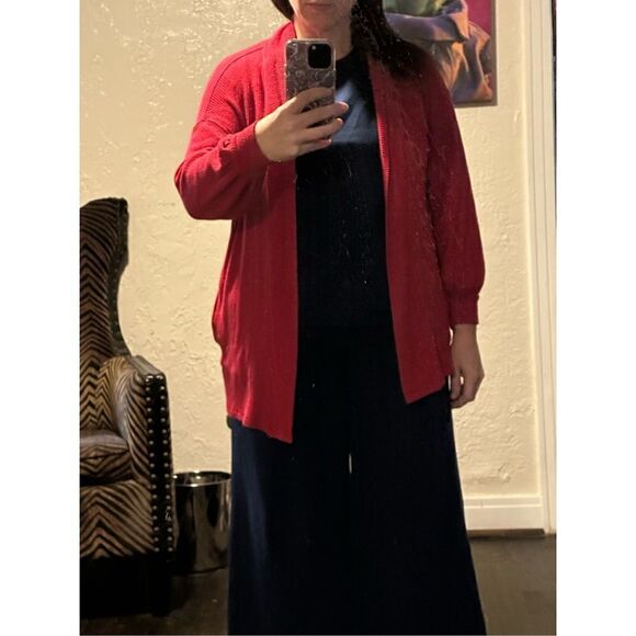 VELVET By Spencer & Graham Red Viscose Cardigan Medium - Picture 10 of 11